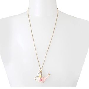 betsey johnson bunny flower pot necklace